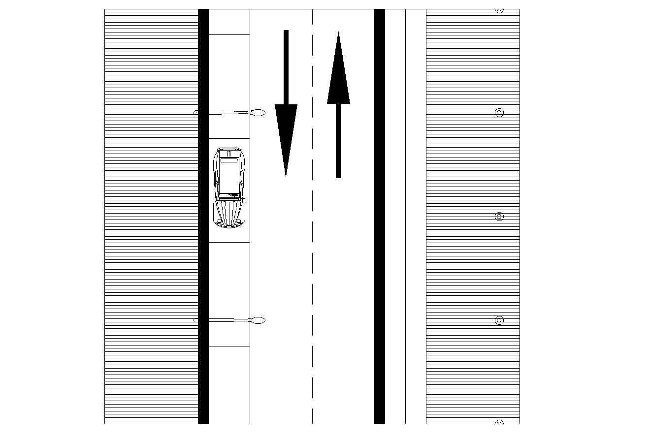 Plan of a road section detail dwg. - Cadbull