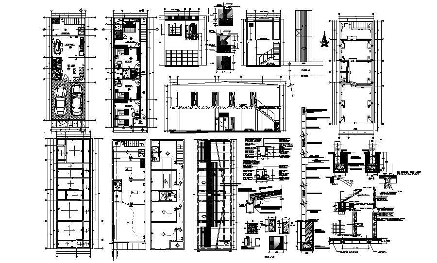 Single Family Attached Home CAD Drawings Cadbull
