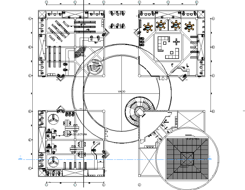 Plan Of Central Library Dwg File Cadbull