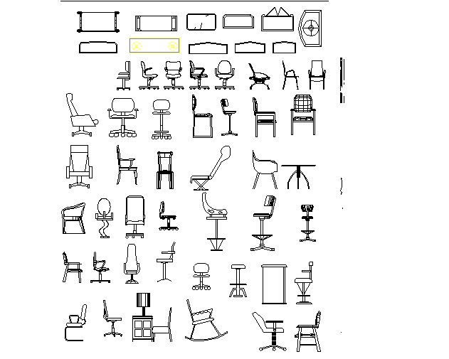 Plan of furniture equipment detail dwg file. - Cadbull