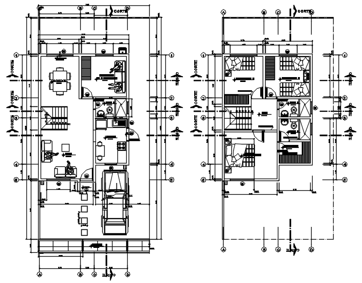Plan of house 7.50mtr x 15.05mtr with detail dimension in autocad - Cadbull