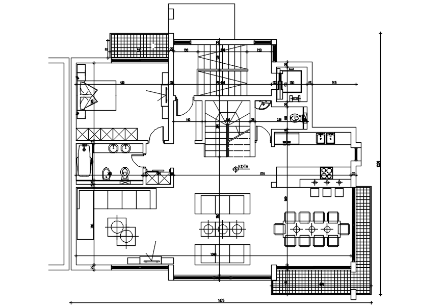Plan of house design in dwg file - Cadbull