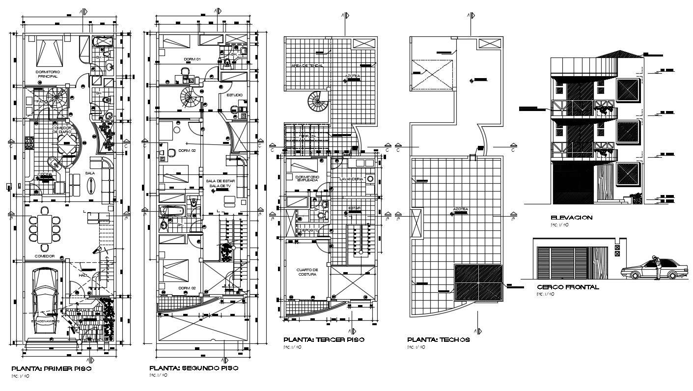 Plan Of House With Elevation Detail In Dwg File Cadbull