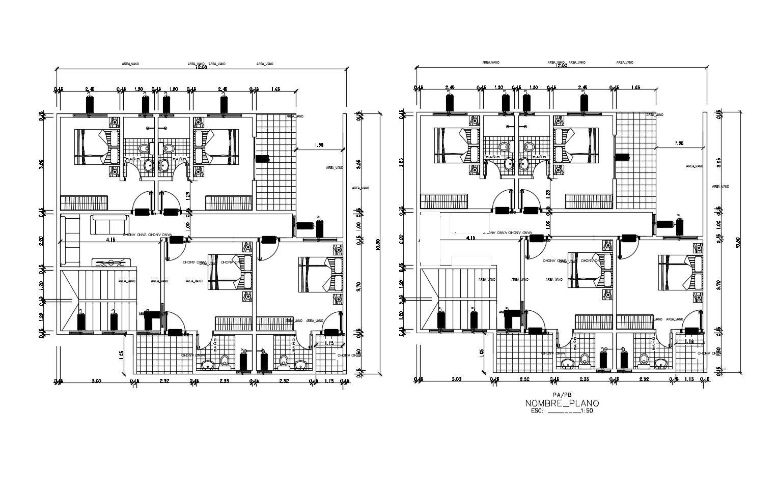 Plan Of Residential House 1200mtr X 1080mtr With Detail Dimension In Dwg File Cadbull