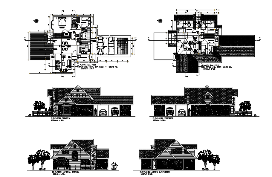 Bungalow AutoCAD Plans And Elevations - Cadbull