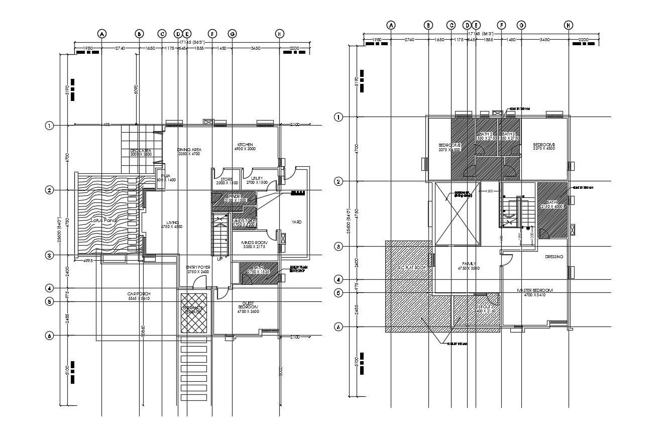 Plan Of The House With Detail Dimension In Autocad - Cadbull