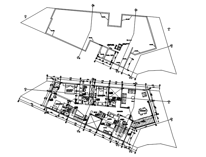 Plan of the residential apartment with detail dimension in dwg file ...