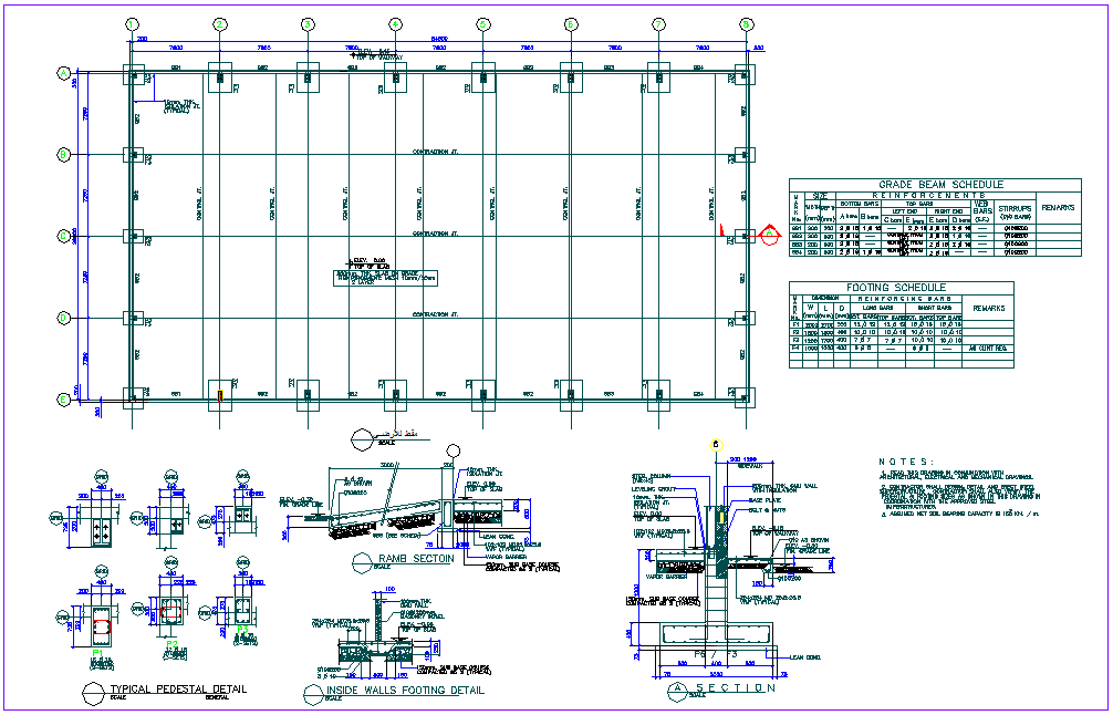 Plan With Beam And Footing Detail And Schedule With Structure View Dwg File Cadbull 3764