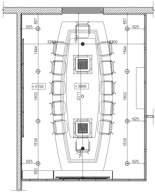 Plan for conference room with furniture details and electrical layout ...