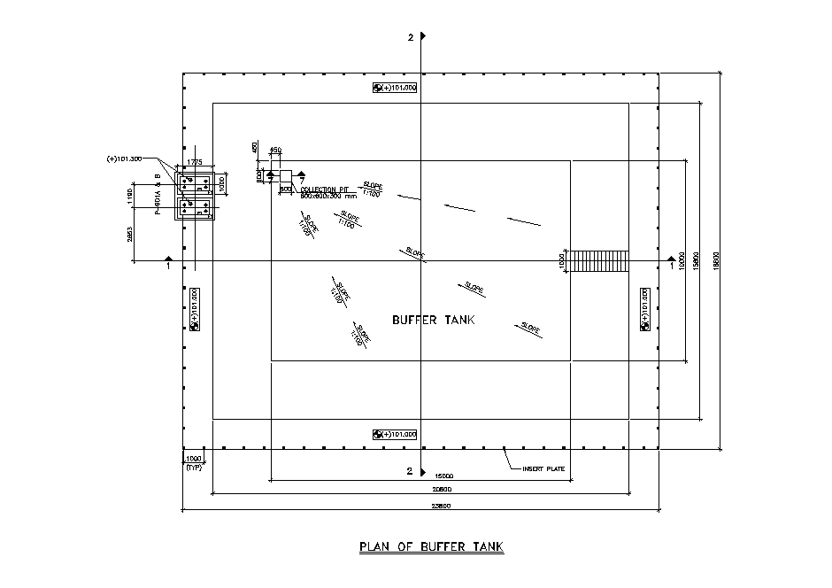 Plan of buffer tank detail is given in this 2D Autocad DWG drawing file ...