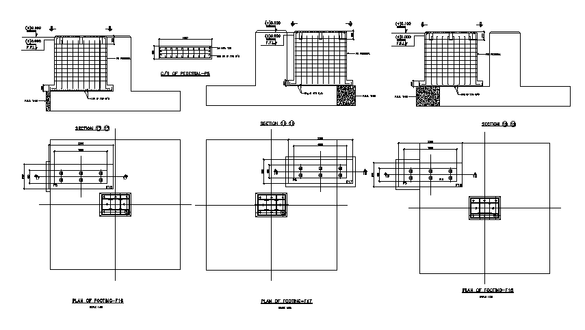 Plan of footing and cross section of pedestal details of Centrifugal ...