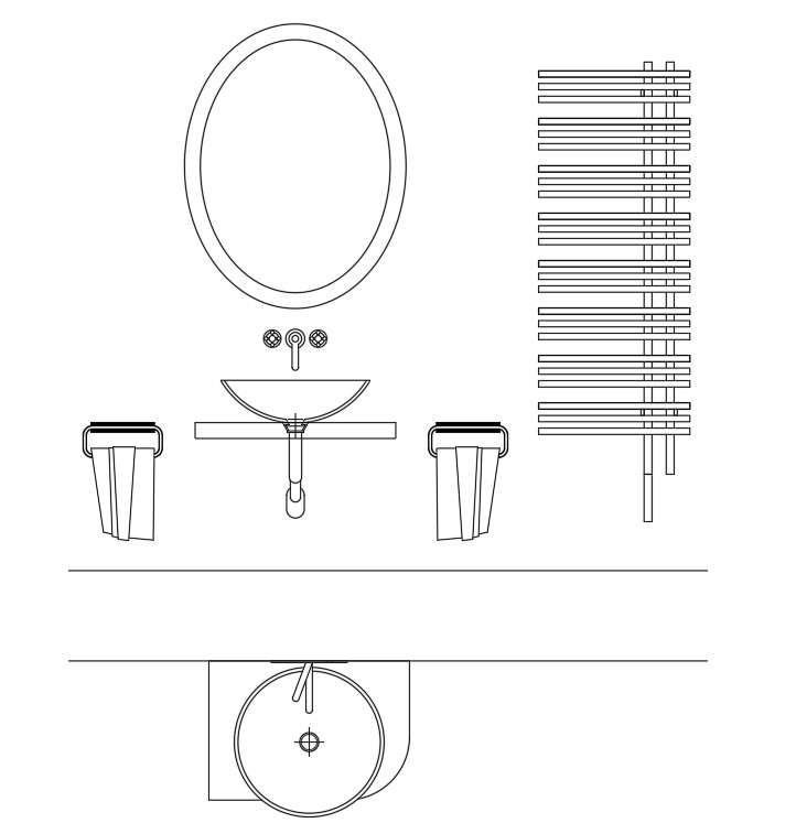 Plan of wash basin and mirror design is given in this Autocad drawing ...