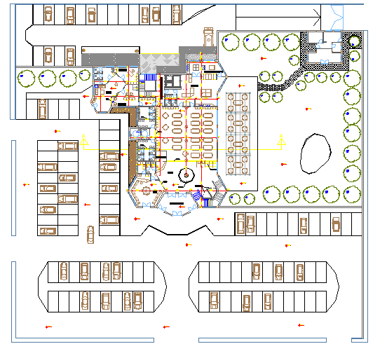 Plantation and car parking, office layout dwg file - Cadbull