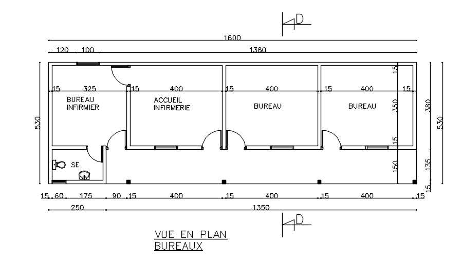 Plan View Of Offices In Autocad Dwg File Cadbull 1295