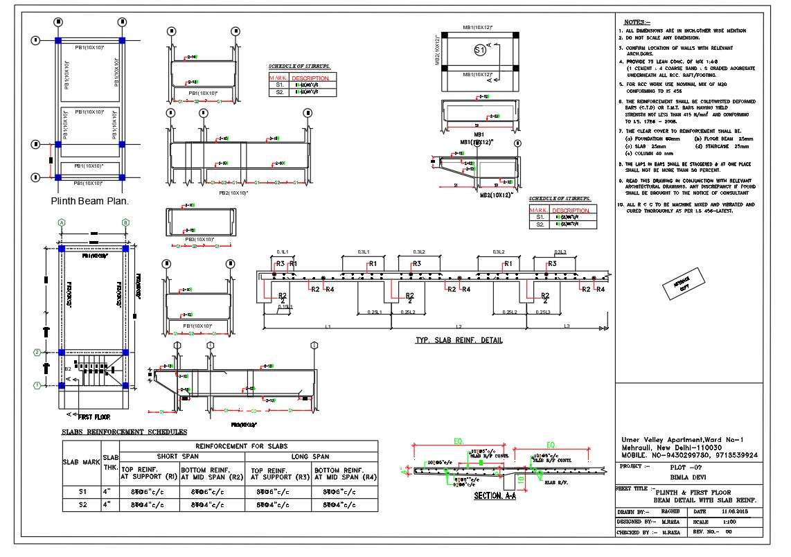 Plinth Beam Section Drawing Free Download DWG File - Cadbull