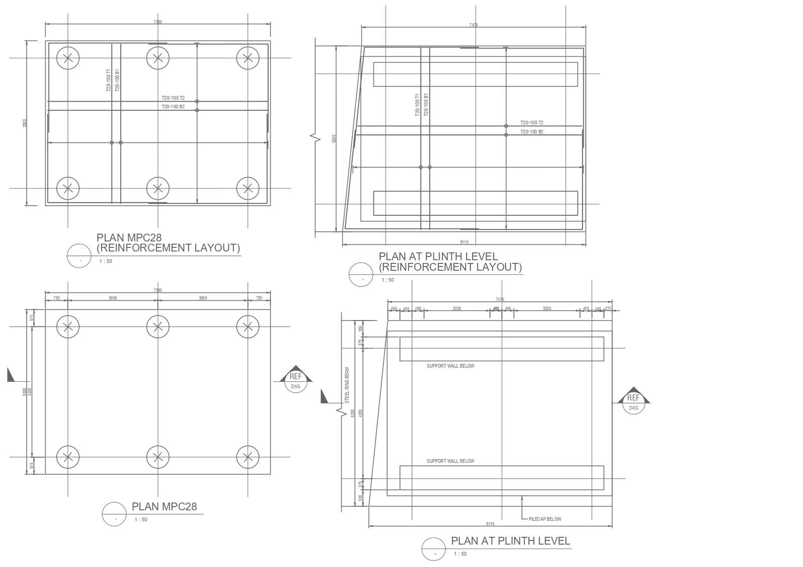 Plinth Level Reinforcement Layout Details and Plans In AutoCAD 2D ...