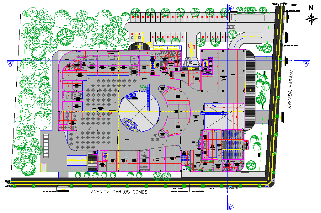 Plot layout Center commercial shopping mall layout file - Cadbull