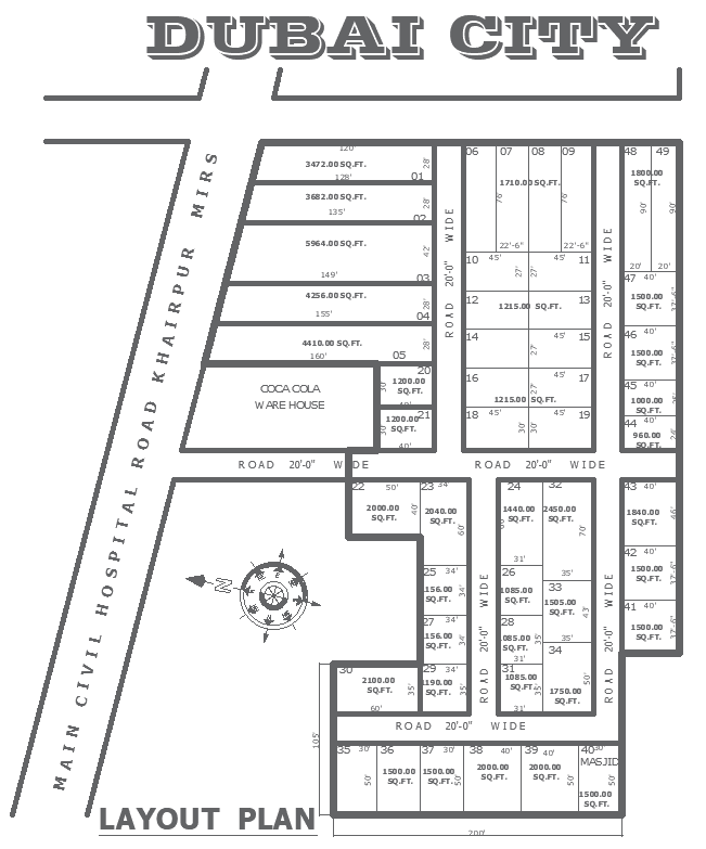 Plot division City planning layout near by civil hospital detail DWG ...