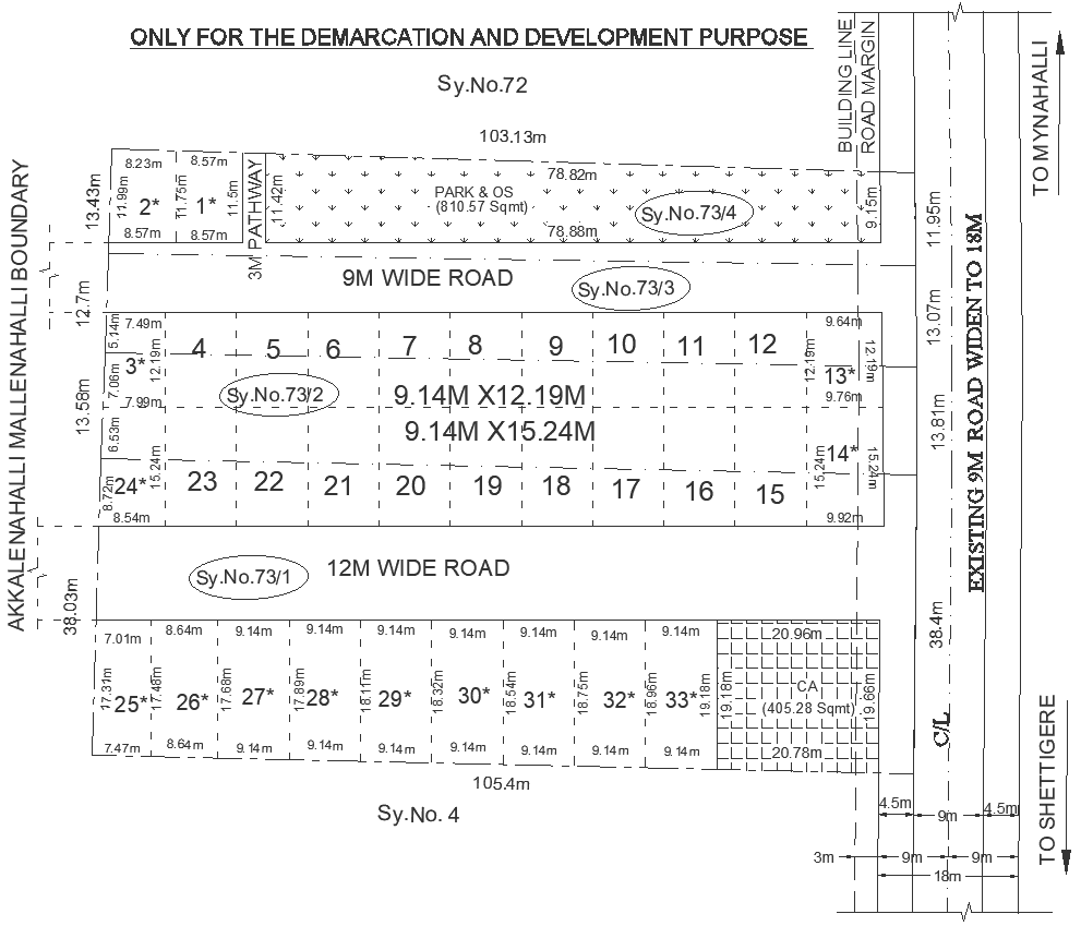 Plot division layout with park detail DWG AutoCAD file - Cadbull