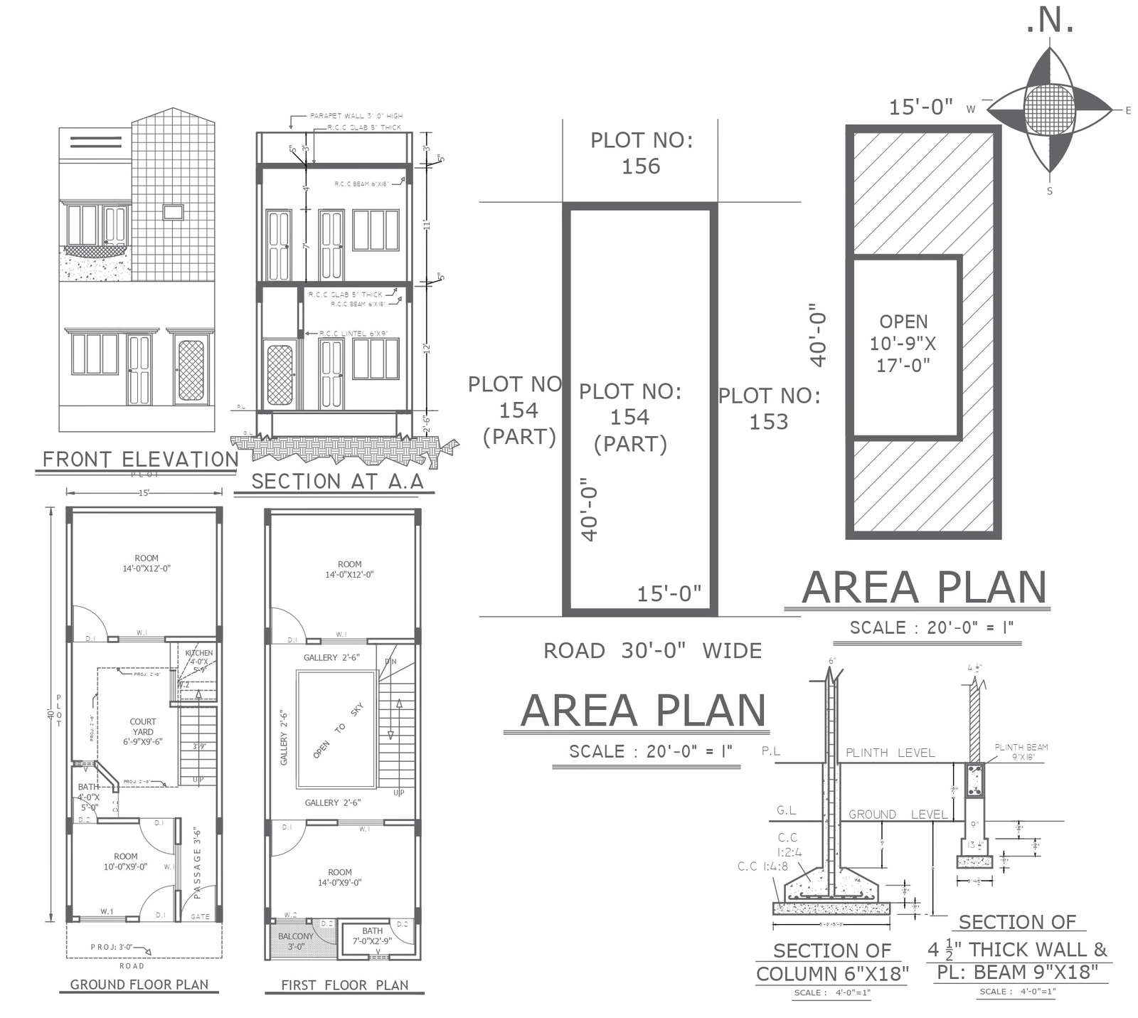 Plot no 154 area plan details with elevation section and site layout ...