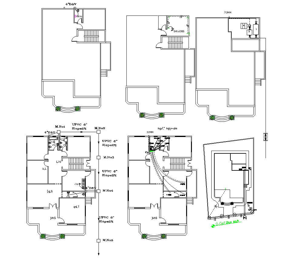 Plumbing Design Of Residential Bungalow AutoCAD File - Cadbull