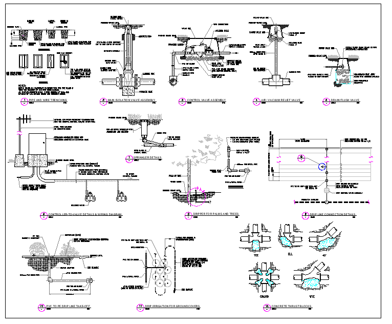 Plumbing for irrigation dwg file - Cadbull