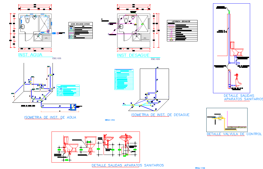 Plumbing sanitary elevation layout file - Cadbull