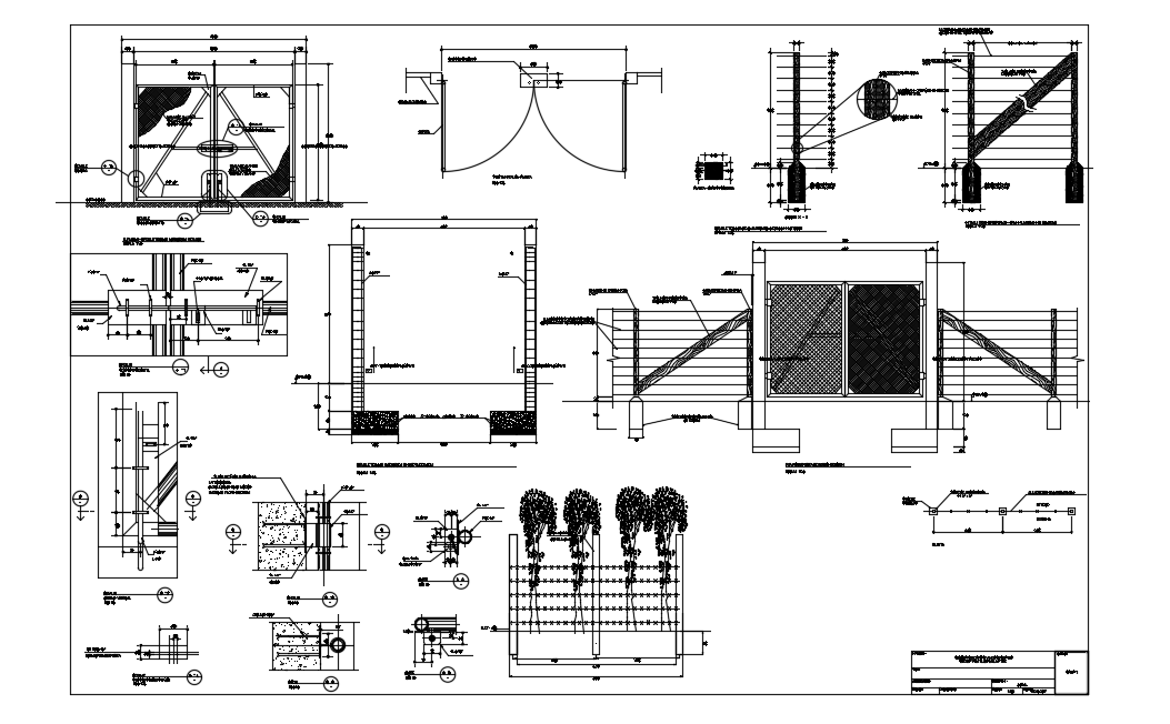 Porton and fence dwg file - Cadbull