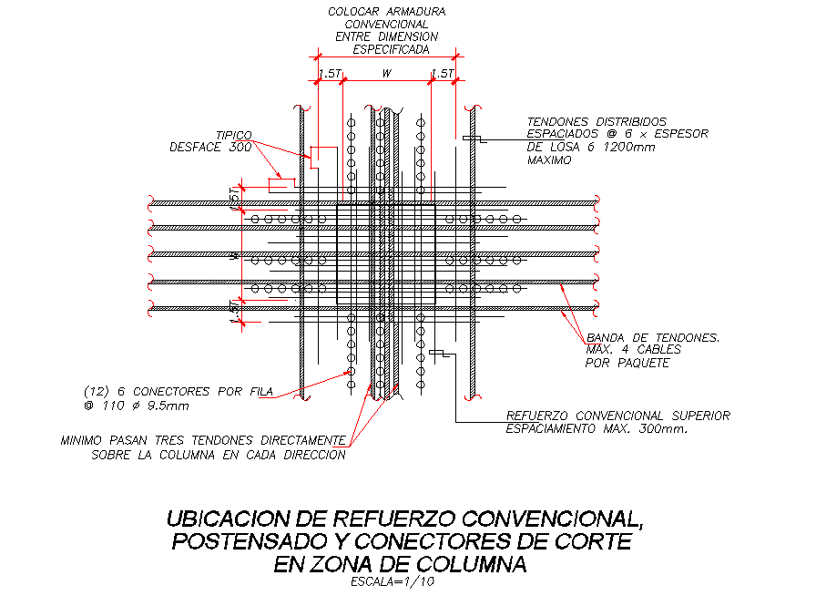 Post tension column reinforcement dwg file - Cadbull