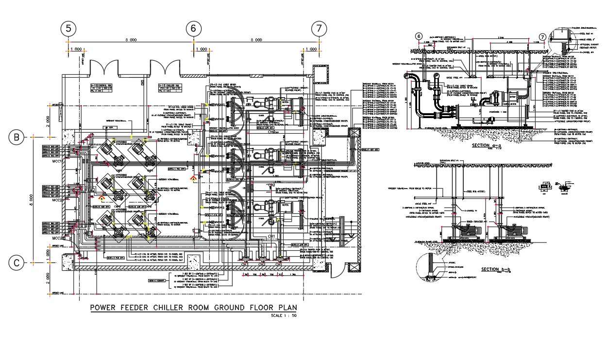 Power Feeder Chiller Room Ground Floor Plan Dwg File Cadbull 1269