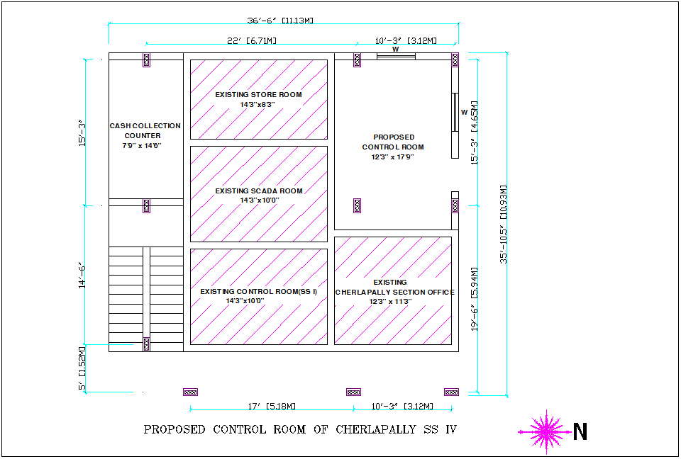 Proposed control room plan of SS IV for office dwg file - Cadbull