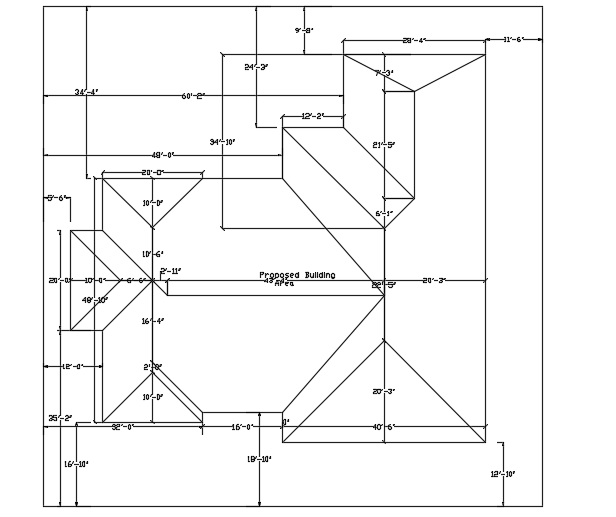 Proposed building area of the 80’x75’ residential house plan - Cadbull