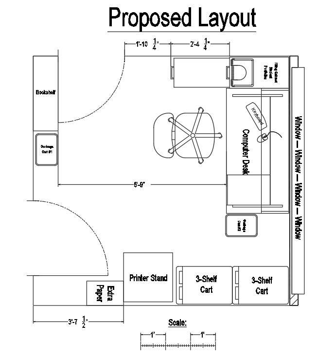 Proposed layout of 10’x10’ office work place is given in this Autocad ...