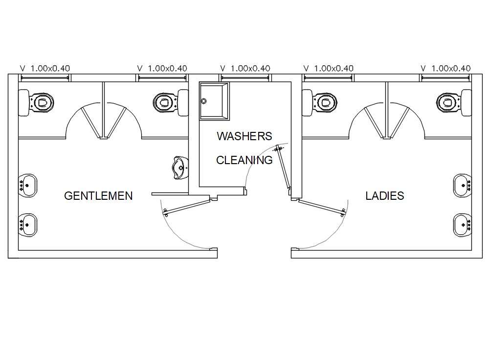 Public Toilet Design Plan DWG File - Cadbull