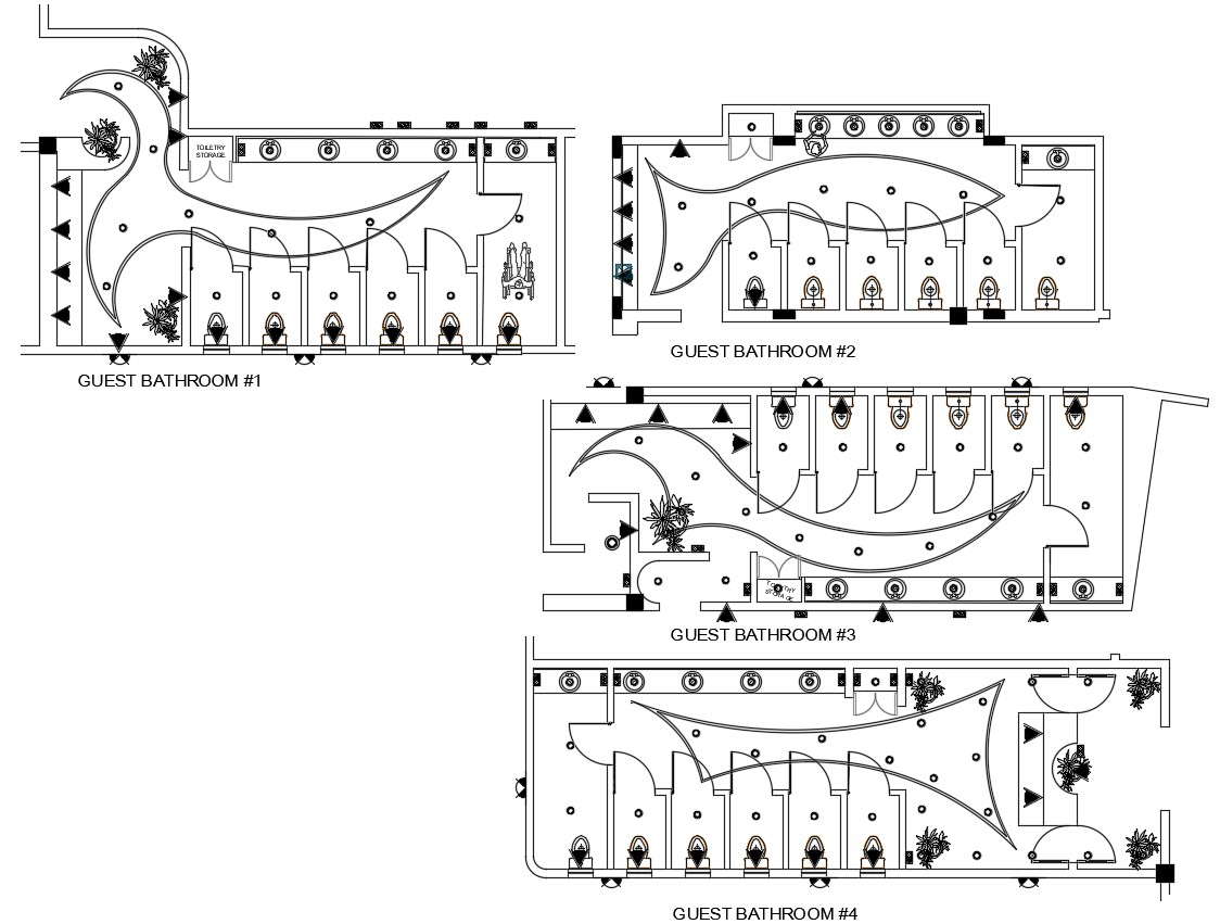 Public Toilet Floor Plan CAD Drawing