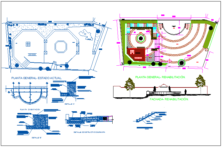 Public rehabilitation center detailed architecture project dwg file ...