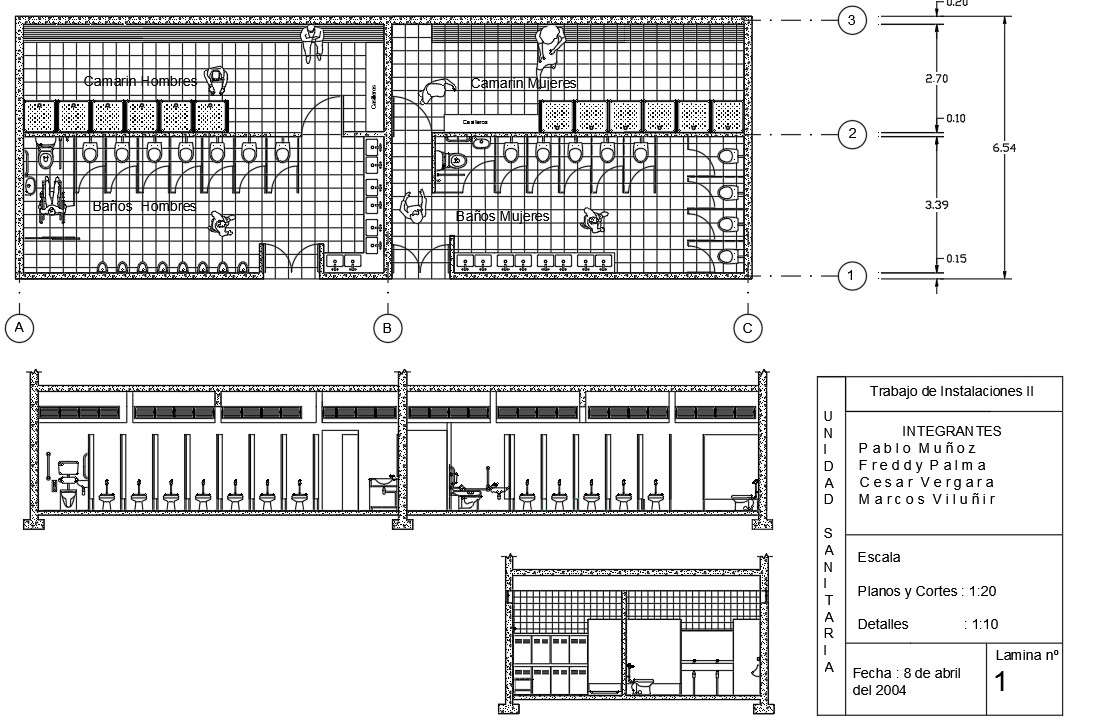 Public toilet center line plan and elevation detail dwg file - Cadbull