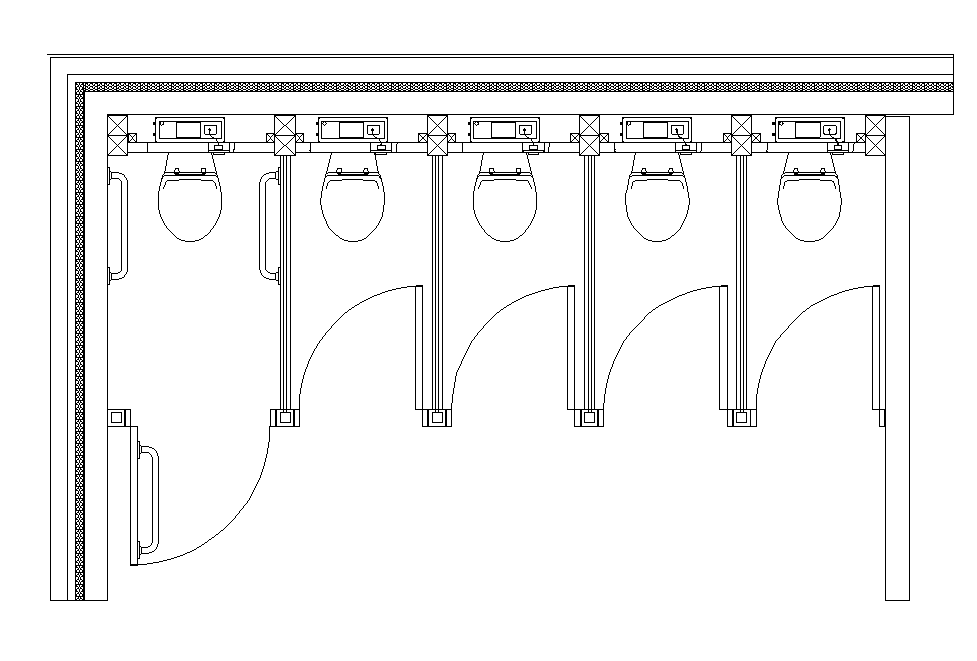 Public toilet detail plan layout dwg file - Cadbull