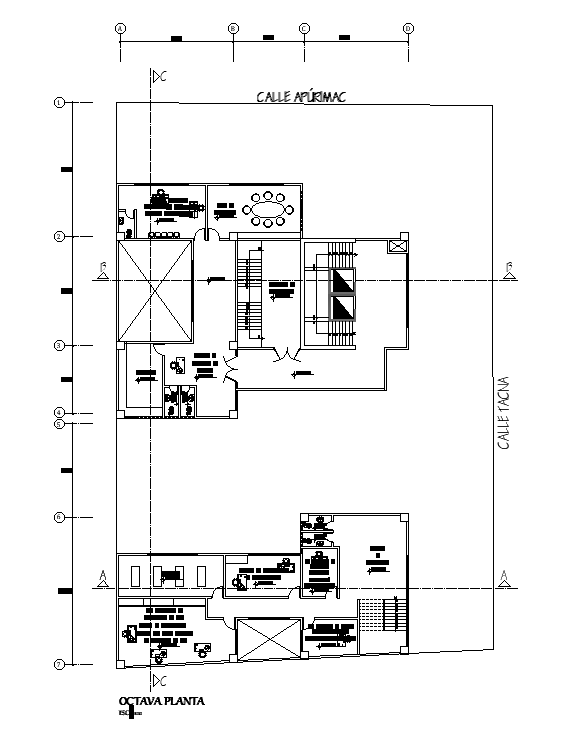 Public building eighth-floor plan cad drawing is given in this cad file ...