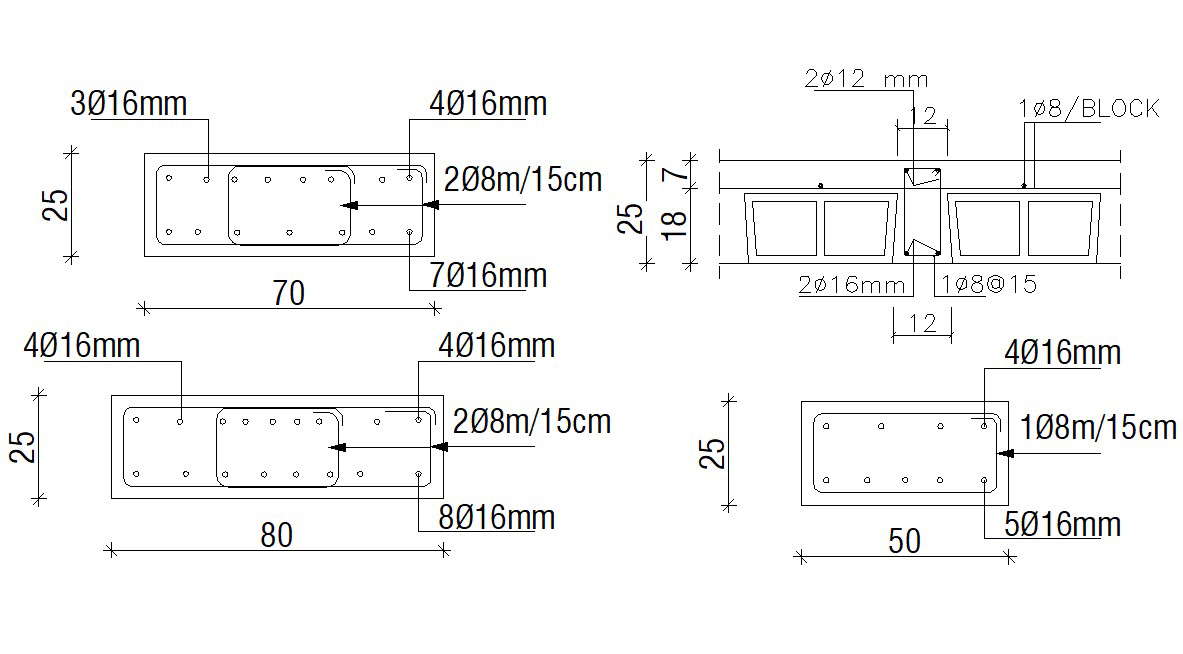 RCC Beam Structure With Description In CAD Drawing - Cadbull