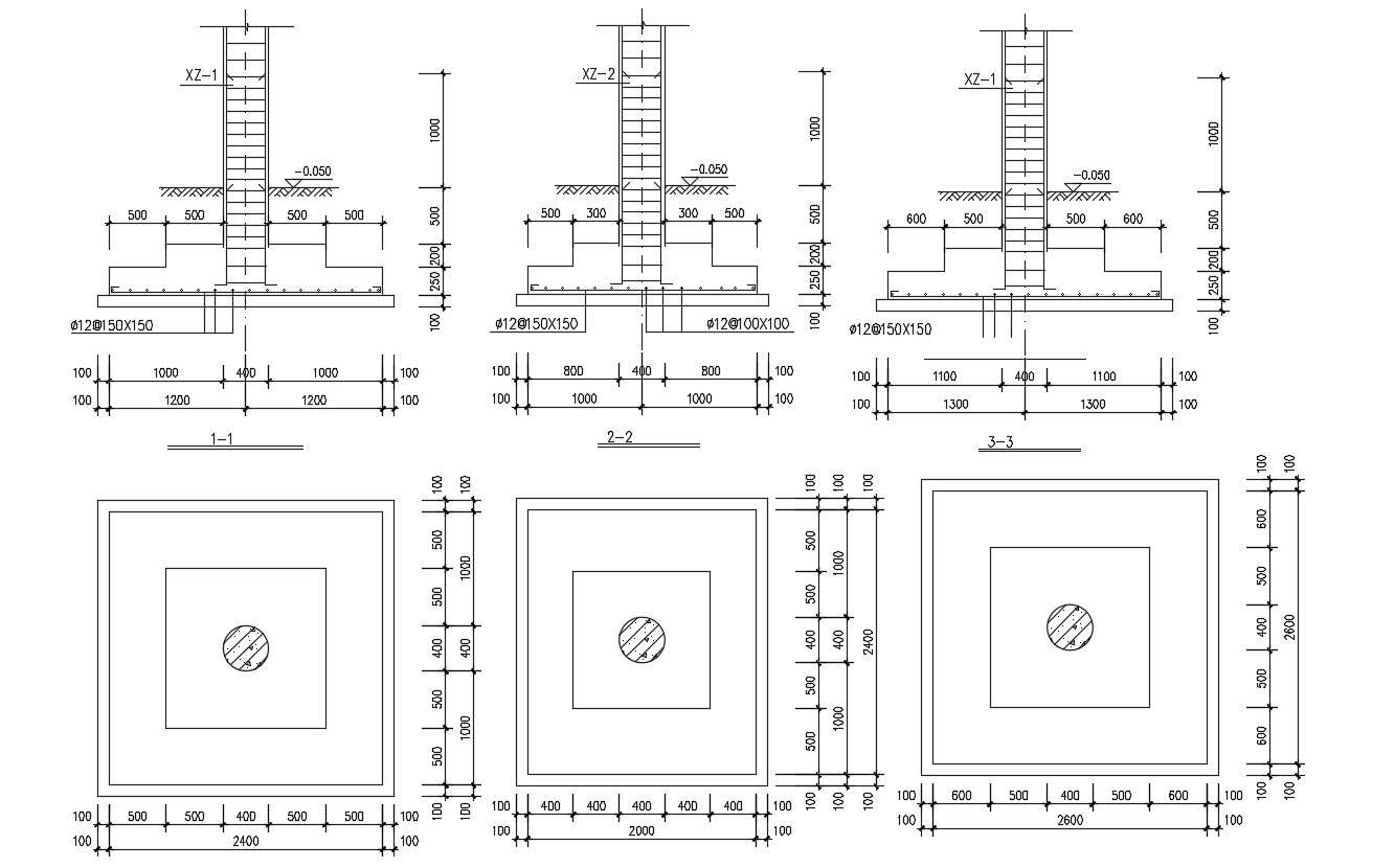 Foundation And Column Layout Plan With Rcc Slab Bar Dwg File Cadbull