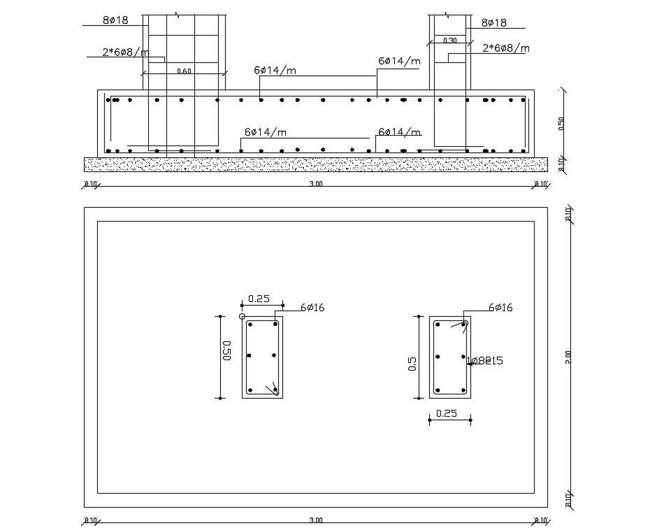 Combined Footing Foundation Free Dwg File Cadbull