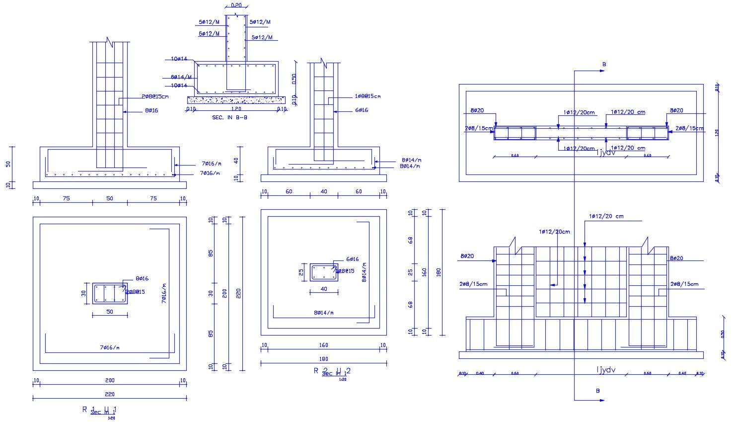 Rcc Foundation And Column Section Drawing Dwg File Cadbull