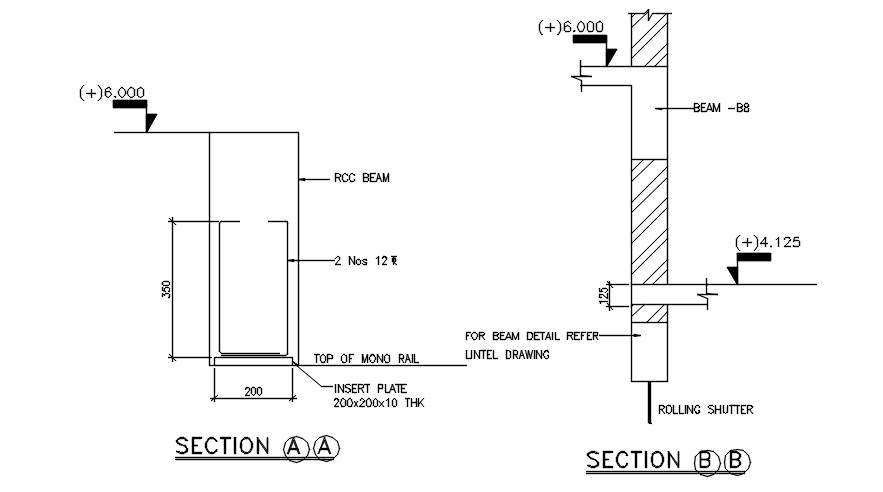 RCC Beam typical section detail is given in this AutoCAD drawing file ...