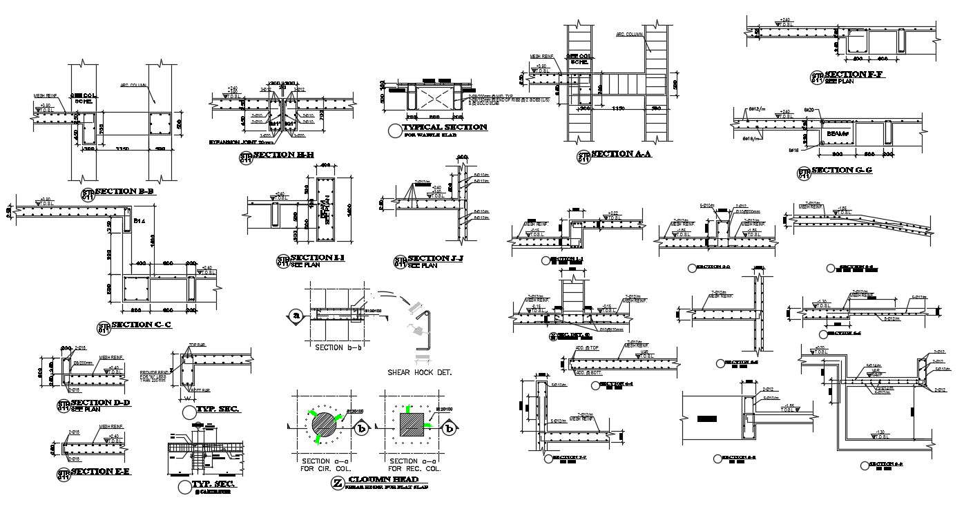 Rcc Column Foundation Section And Top View Cad Drawing Download Dwg File Cadbull 