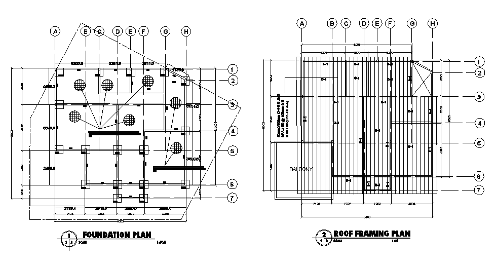 RCC Foundation And Roof Framing Plan Working CAD Drawing DWG File Cadbull