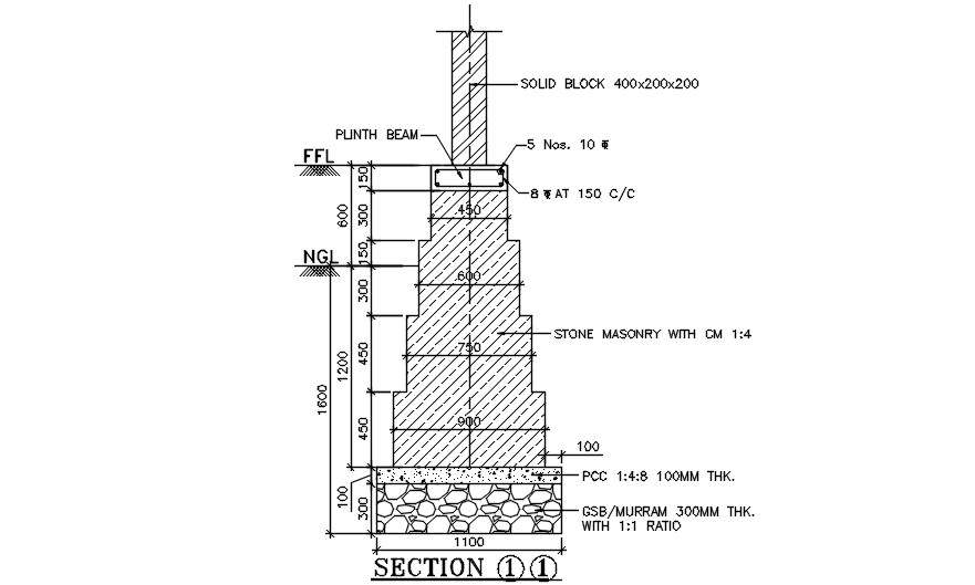 Calculating the volume & BBS of plinth beam in a compound wall. /  Estimating & costing of a compound wall ( part 4 ). ~ PARAM VISIONS