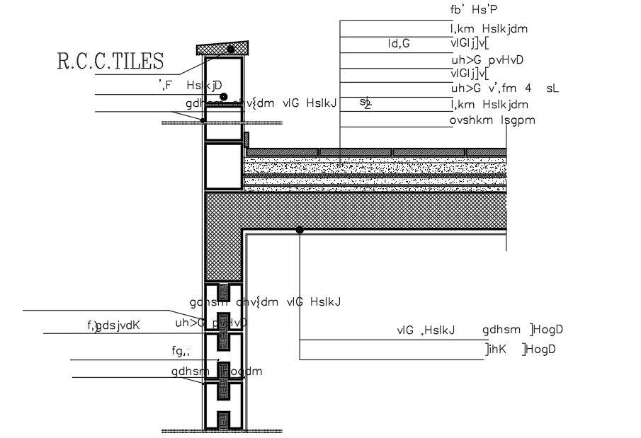 RCC Tiles Section Drawing Free Download DWG File Cadbull