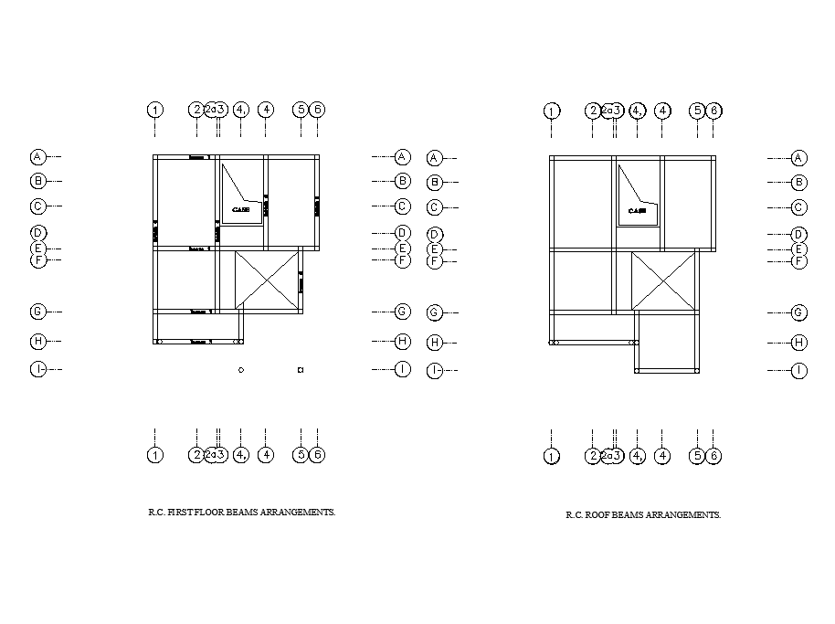 Rc First Floor Beam Arrangement Of 9x12m Residential Plan Is Given In This Autocad Drawing File