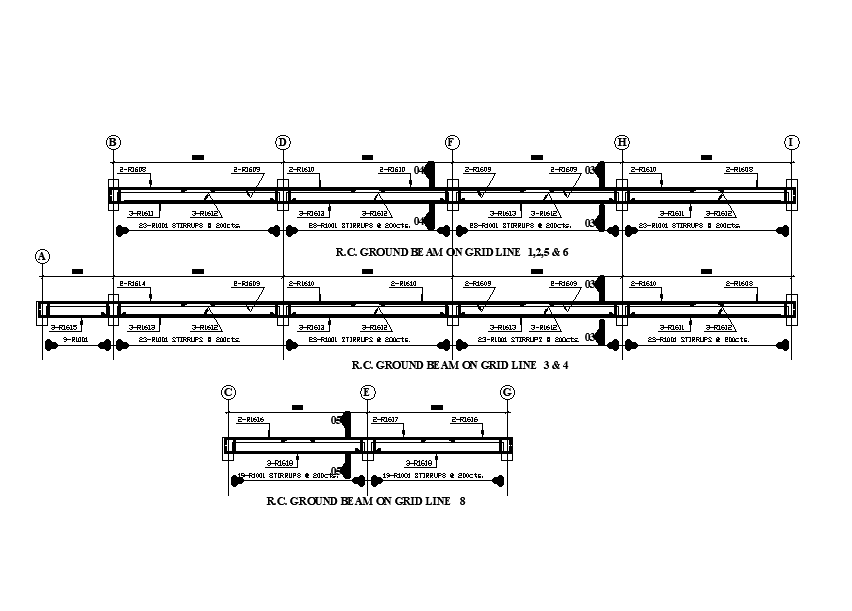 RC ground Beam on grid line details are given for 14x19m work shop ...